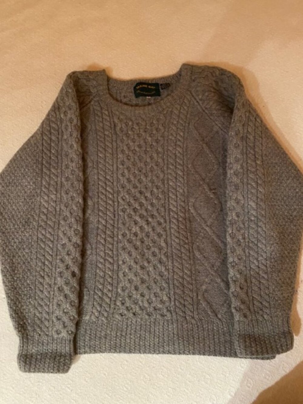 Vintage Maine Bay Traditionals Gray Wool Fishermans Sweater XL-Heavy and warm